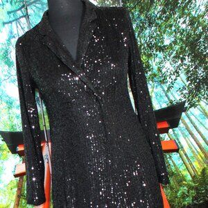 GUESS SEQUIN COCKTAIL PANTS SUIT SEPARATE BLACK M/L NWT